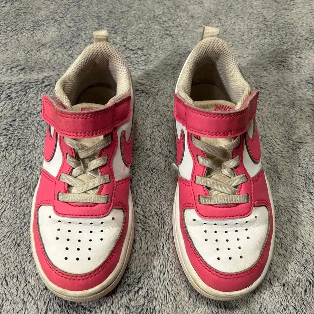 Nike Court Borough Low 2 Pink White Shoes Kids Size 11.5C